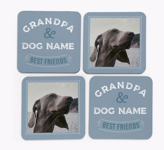 Grandpa's Best Friend: {breedFullName} Photo Upload Coasters (Set of 4)